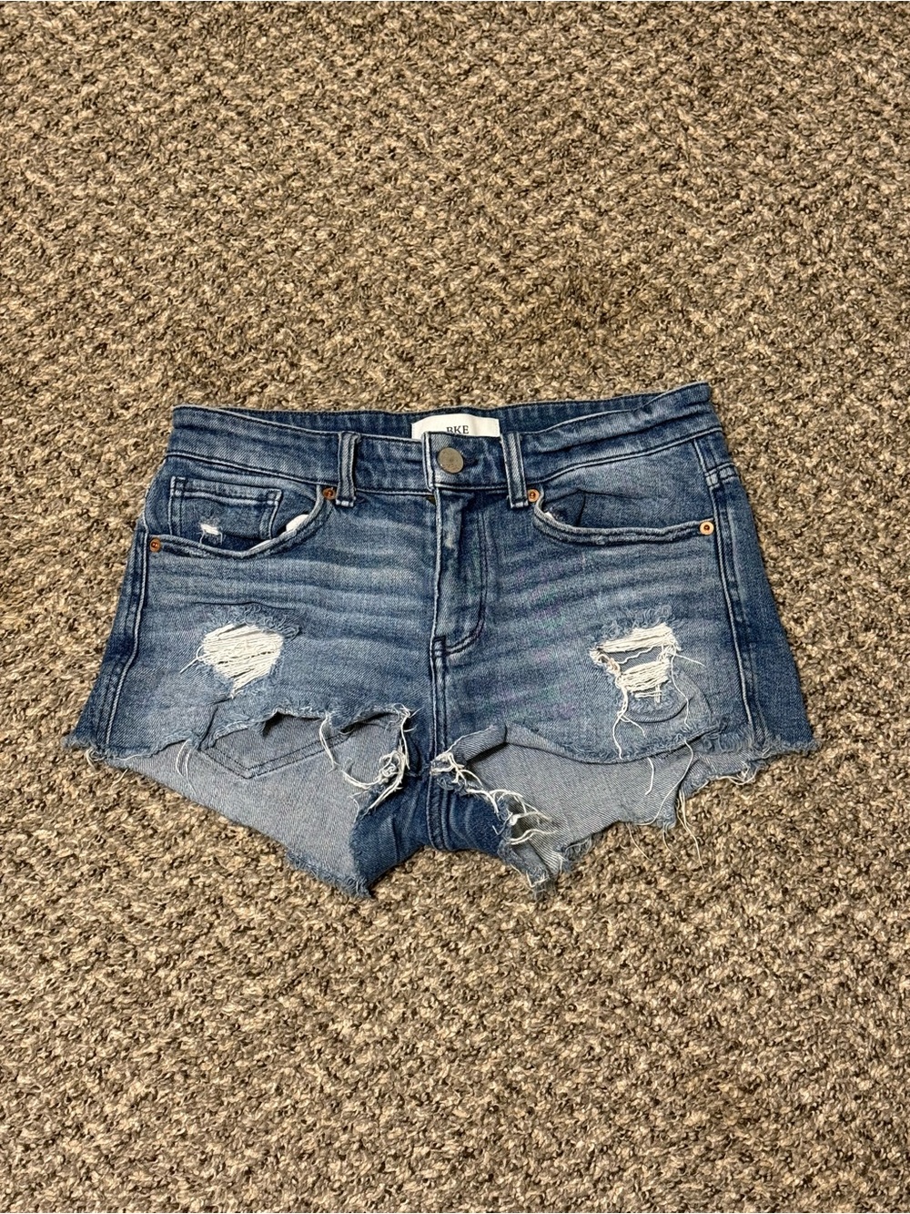 Buckle BKE Payton cutoff distressed denim jean shorts blue 25